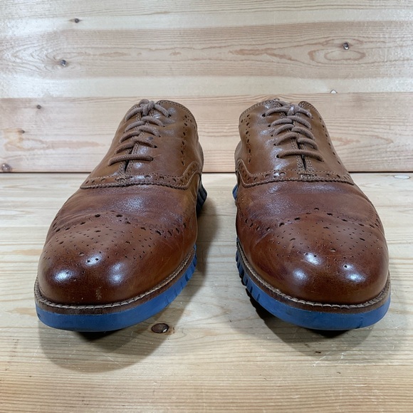 Cole Haan Zerogrand Wingtip Oxford Shoes 
C31167
Leather
Men’s 11.5 M
Brown Blue - Picture 6 of 10